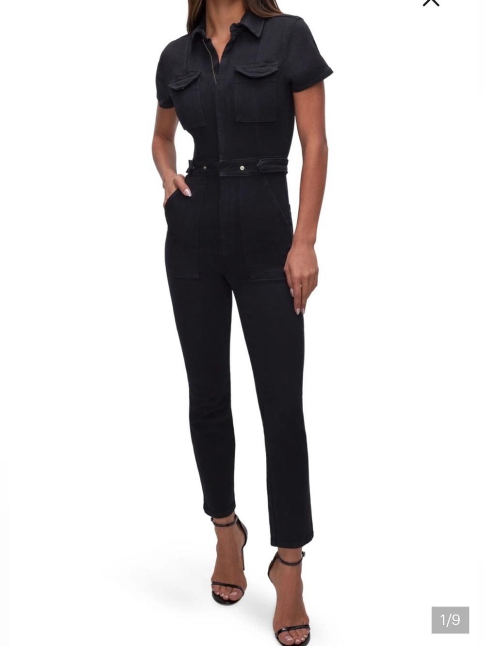 Good American Short-Sleeve Utility Jumpsuit